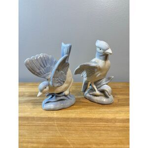 Vintage Artmark Blue Jay Porcelain Blue and White Bird Figurines Set of 2